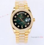  Rolex Day-Date 36mm Green Gradient Dial Diamond Watch